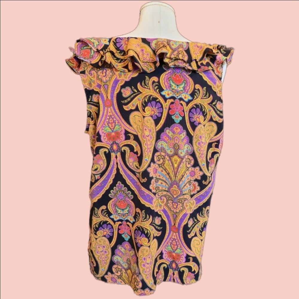 Floral Ruffle Sleeveless Top - Multicolor - Picture 2 of 10